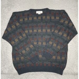 Vintage Gianfranco Ruffini‎ Italy Mens Large 3D Knit Grandpa Sweater Pattern